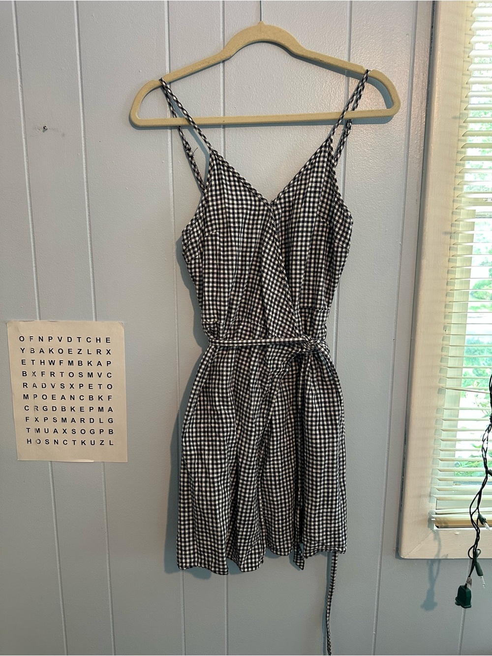 Black and White Gingham Wrap Dress